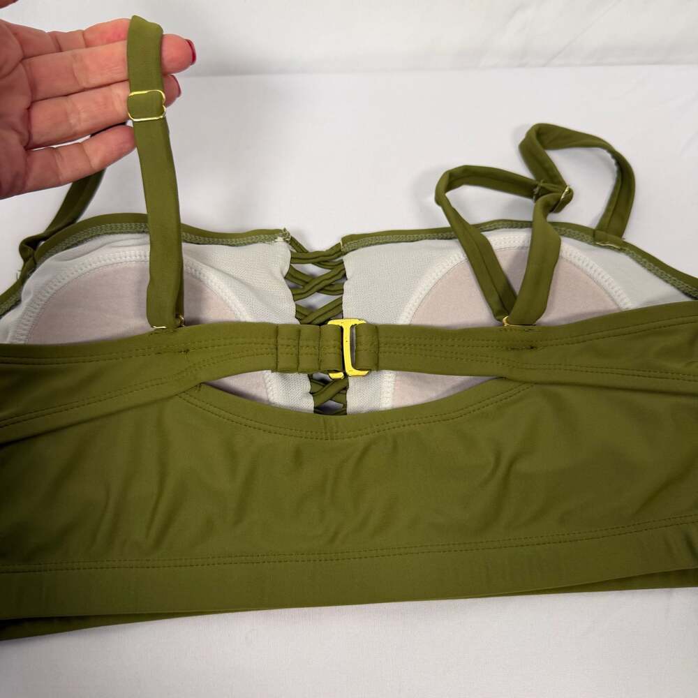 Yomoko Olive Green High-Waisted Lace-Up Bikini Set Size L - Picture 5 of 8